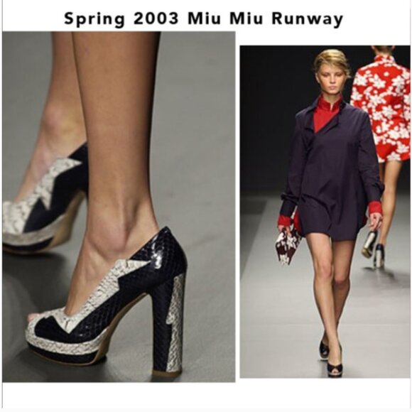 Miu Miu Runway Python Dark Blue Platform Heels Shoes Size 36 / US 6 - Picture 16 of 16